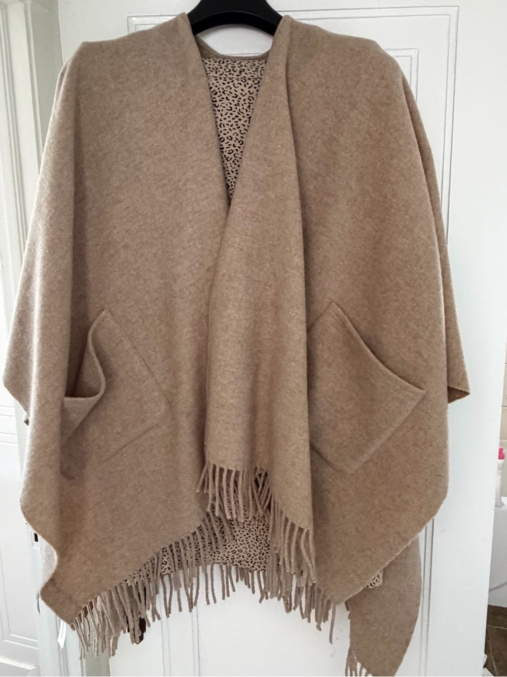 Banana Republic Camel Fringe Pocket Poncho/Cape with matching skirt